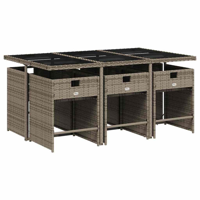 Set mobilier de grădină cu perne, 7 piese, gri, poliratan - WALTI WALTI