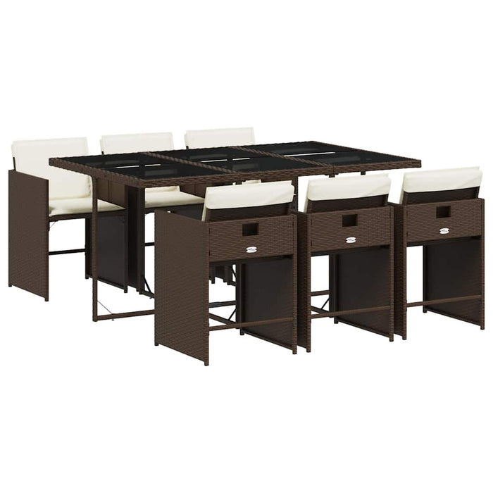 Set mobilier de grădină cu perne, 7 piese, maro, poliratan WALTI