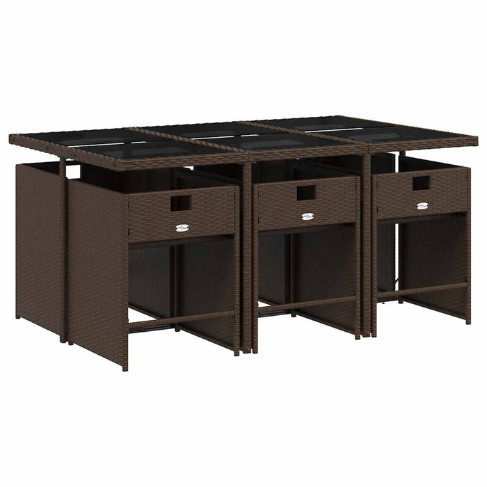 Set mobilier de grădină cu perne, 7 piese, maro, poliratan WALTI