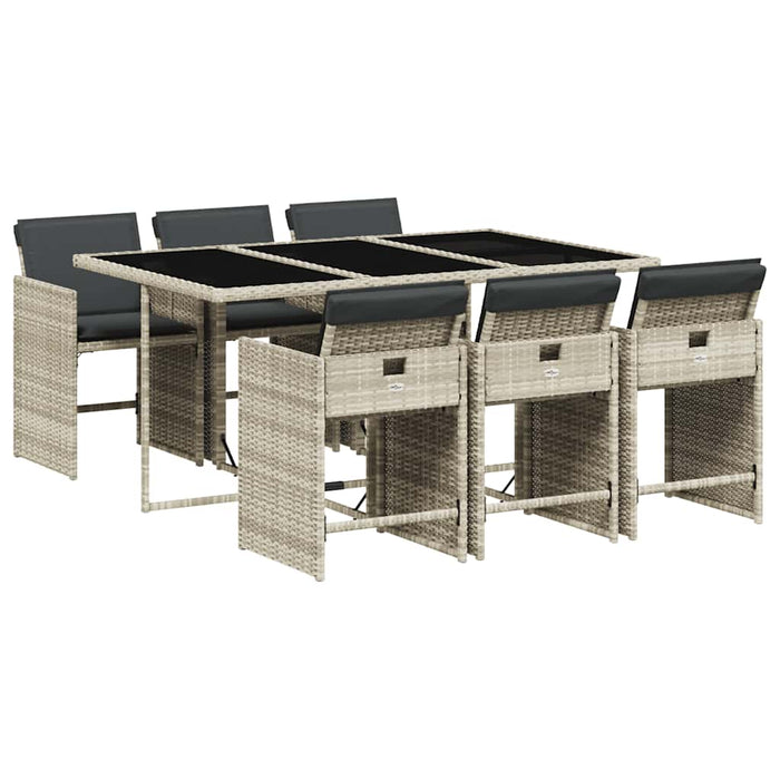 Set mobilier de grădină cu perne, 7 piese gri deschis poliratan - WALTI WALTI