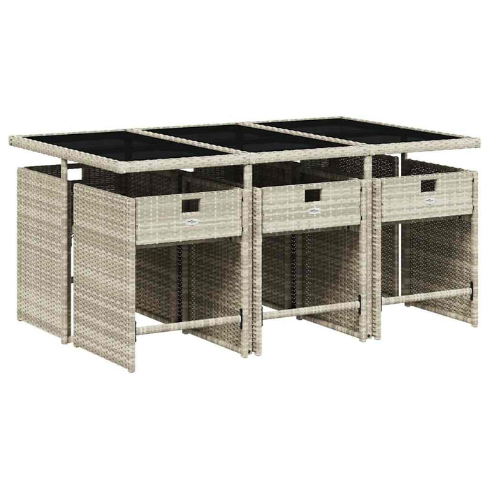 Set mobilier de grădină cu perne, 7 piese gri deschis poliratan - WALTI WALTI
