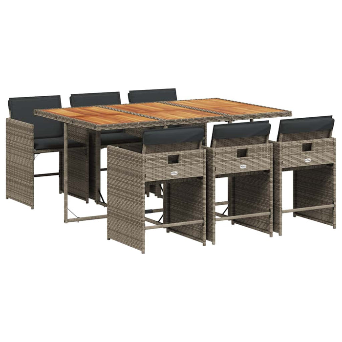 Set mobilier de grădină cu perne, 7 piese, gri, poliratan - WALTI WALTI