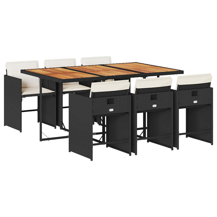 Set mobilier de grădină cu perne, 7 piese, negru, poliratan WALTI