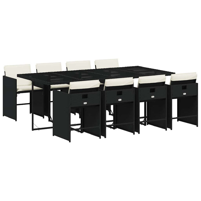 Set mobilier de grădină cu perne, 9 piese, negru, poliratan - WALTI WALTI