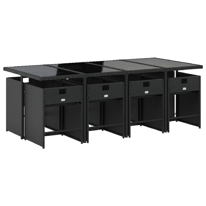 Set mobilier de grădină cu perne, 9 piese, negru, poliratan - WALTI WALTI