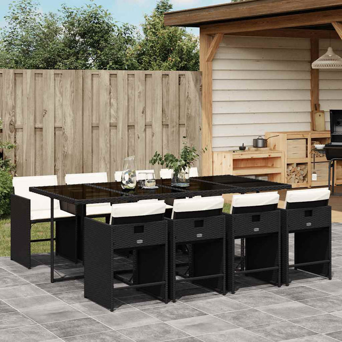 Set mobilier de grădină cu perne, 9 piese, negru, poliratan - WALTI WALTI