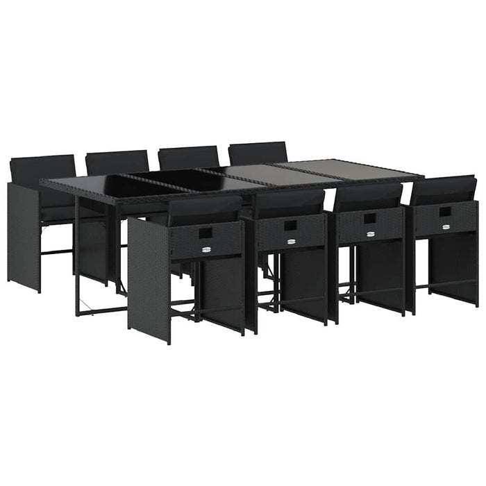 Set mobilier de grădină cu perne, 9 piese, negru, poliratan - WALTI WALTI