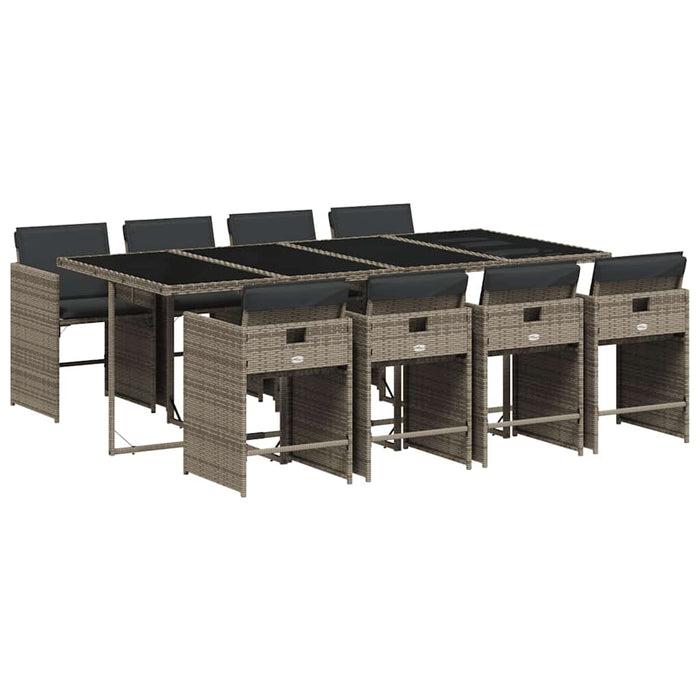 Set mobilier grădină cu perne, 9 piese, gri, poliratan - WALTI WALTI