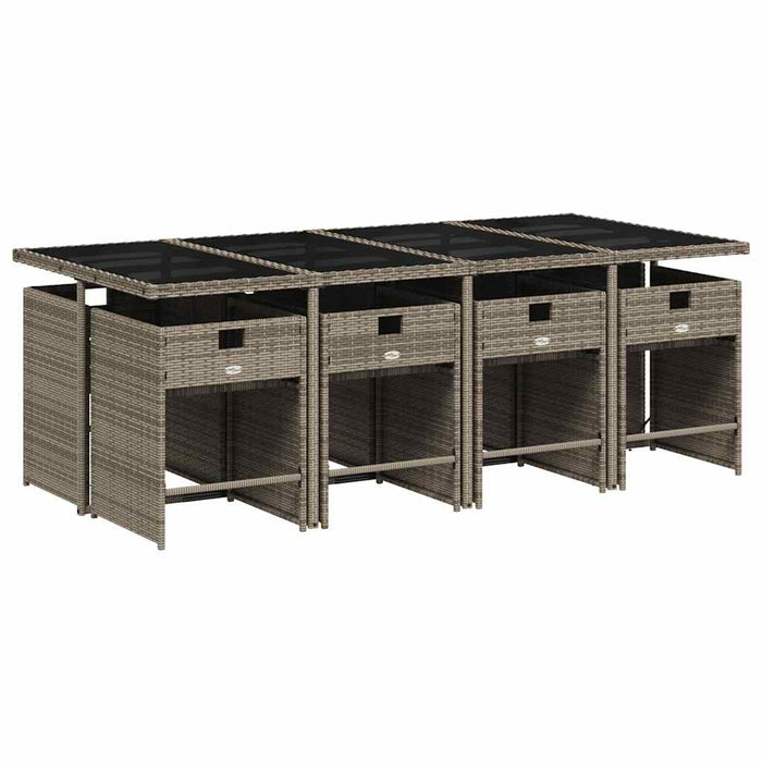 Set mobilier grădină cu perne, 9 piese, gri, poliratan - WALTI WALTI