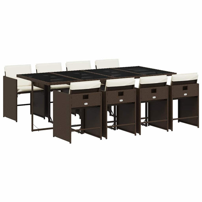 Set mobilier de grădină cu perne, 9 piese, maro, poliratan - WALTI WALTI