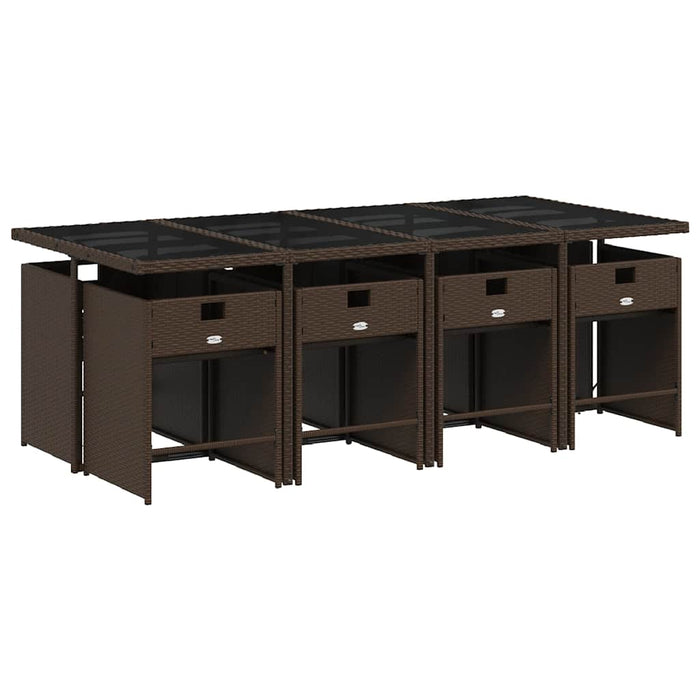 Set mobilier de grădină cu perne, 9 piese, maro, poliratan - WALTI WALTI
