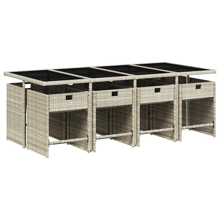 Set mobilier grădină cu perne, 9 piese, gri deschis, poliratan - WALTI WALTI