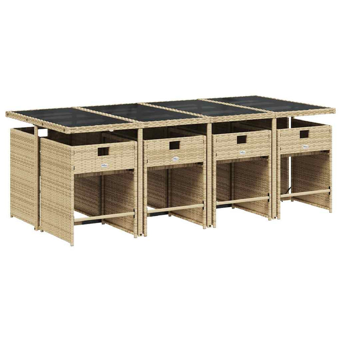 Set de masă pentru grădină, 9 piese, cu perne, bej, poliratan - WALTI WALTI