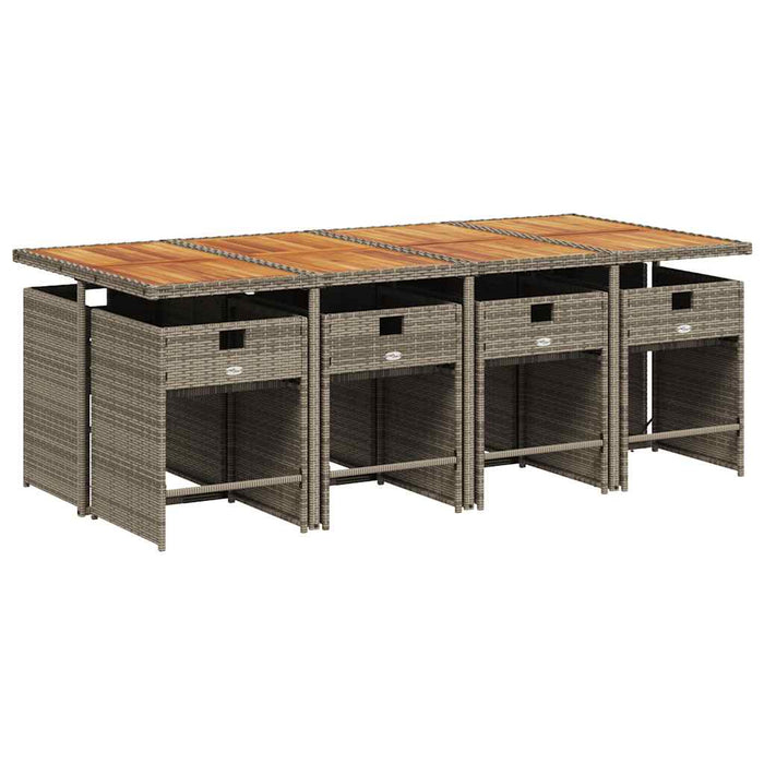 Set mobilier grădină cu perne, 9 piese, gri, poliratan WALTI