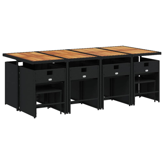 Set mobilier de grădină cu perne, 9 piese, negru, poliratan - WALTI WALTI