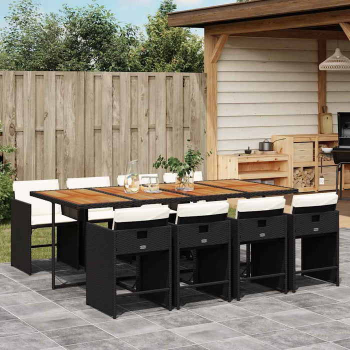 Set mobilier de grădină cu perne, 9 piese, negru, poliratan - WALTI WALTI