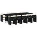 Set mobilier de exterior cu perne, 11 piese, negru, poliratan - WALTI WALTI