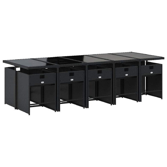 Set mobilier de exterior cu perne, 11 piese, negru, poliratan - WALTI WALTI