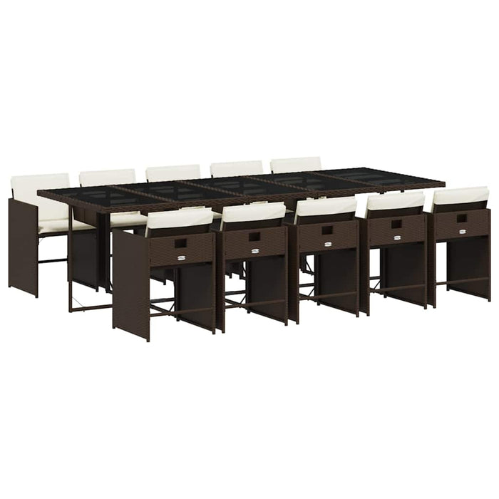 Set mobilier de grădină cu perne, 11 piese, maro, poliratan WALTI