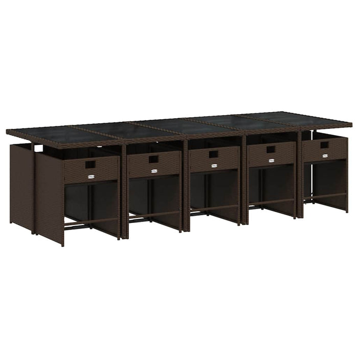 Set mobilier de grădină cu perne, 11 piese, maro, poliratan WALTI