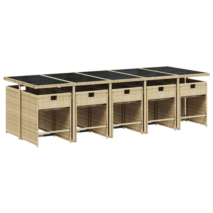 Set mobilier de grădină cu perne, 11 piese, bej, poliratan - WALTI WALTI