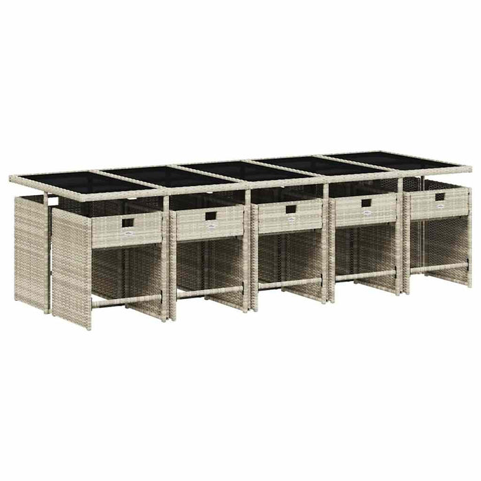 Set mobilier de grădină cu perne 11 piese gri deschis poliratan - WALTI WALTI