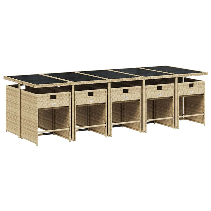 Set mobilier grădină cu perne, 11 piese bej combinat poliratan - WALTI WALTI