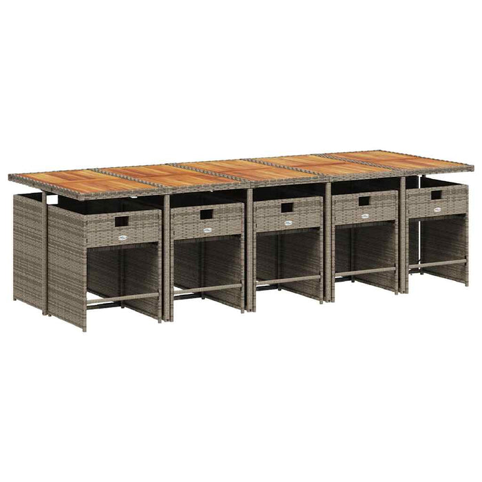 Set mobilier de grădină cu perne, 11 piese, gri, poliratan WALTI