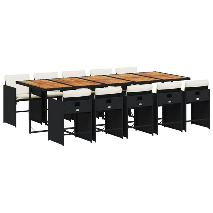Set mobilier de exterior cu perne, 11 piese, negru, poliratan - WALTI WALTI
