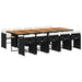 Set mobilier de exterior cu perne, 11 piese, negru, poliratan - WALTI WALTI