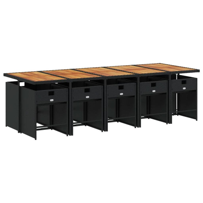 Set mobilier de exterior cu perne, 11 piese, negru, poliratan - WALTI WALTI