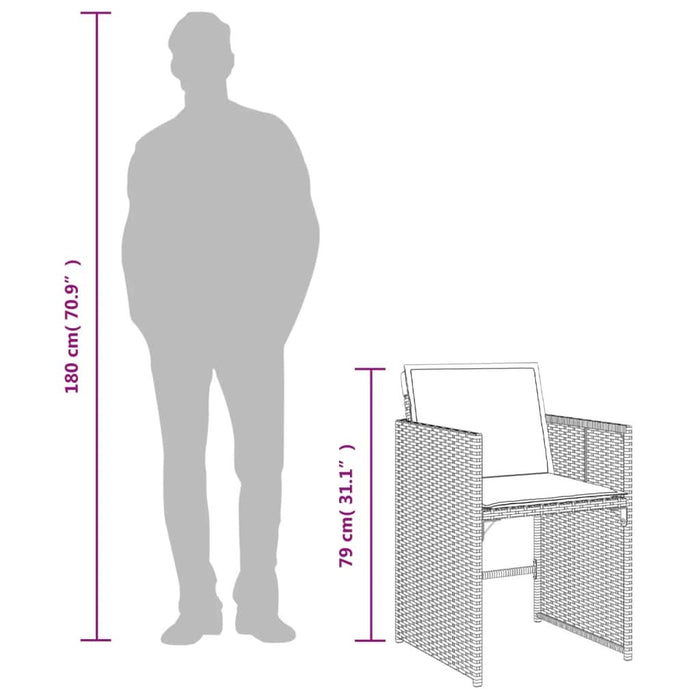 Set mobilier de exterior cu perne, 11 piese, negru, poliratan - WALTI WALTI