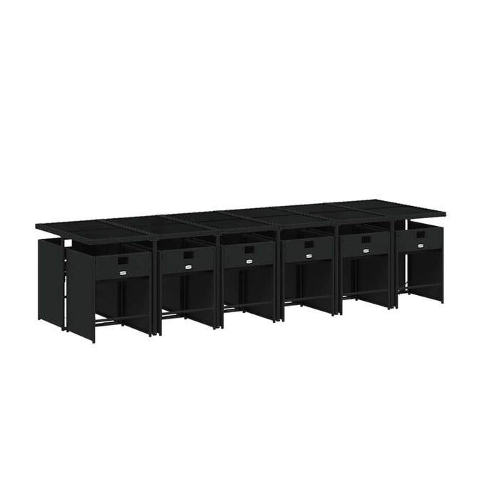 Set mobilier de grădină cu perne, 13 piese, negru, poliratan - WALTI WALTI