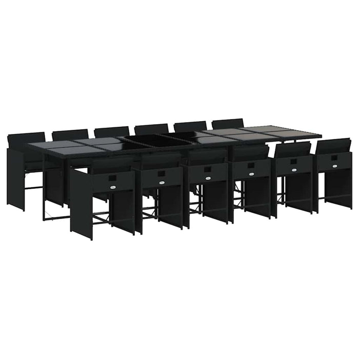 Set mobilier de grădină cu perne, 13 piese, negru, poliratan - WALTI WALTI