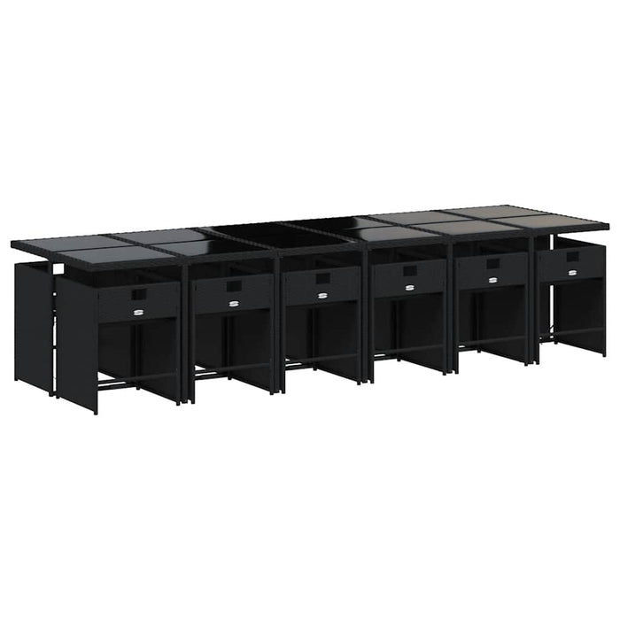 Set mobilier de grădină cu perne, 13 piese, negru, poliratan - WALTI WALTI