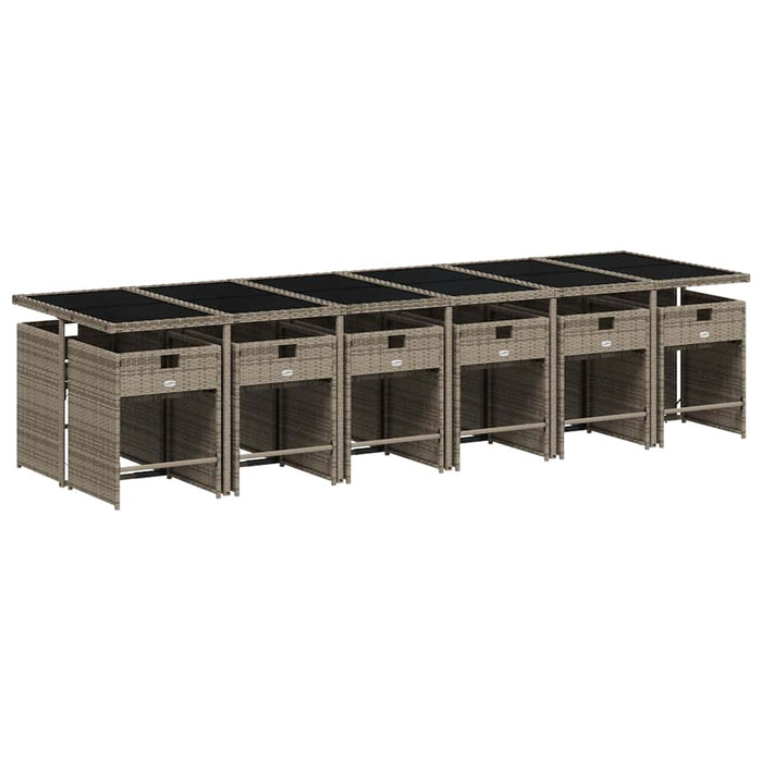 Set mobilier de grădină cu perne, 13 piese, gri, poliratan - WALTI WALTI