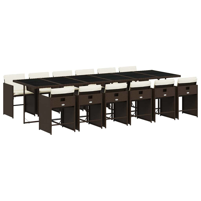 Set mobilier de grădină, 13 piese, maro, cu perne, poliratan - WALTI WALTI