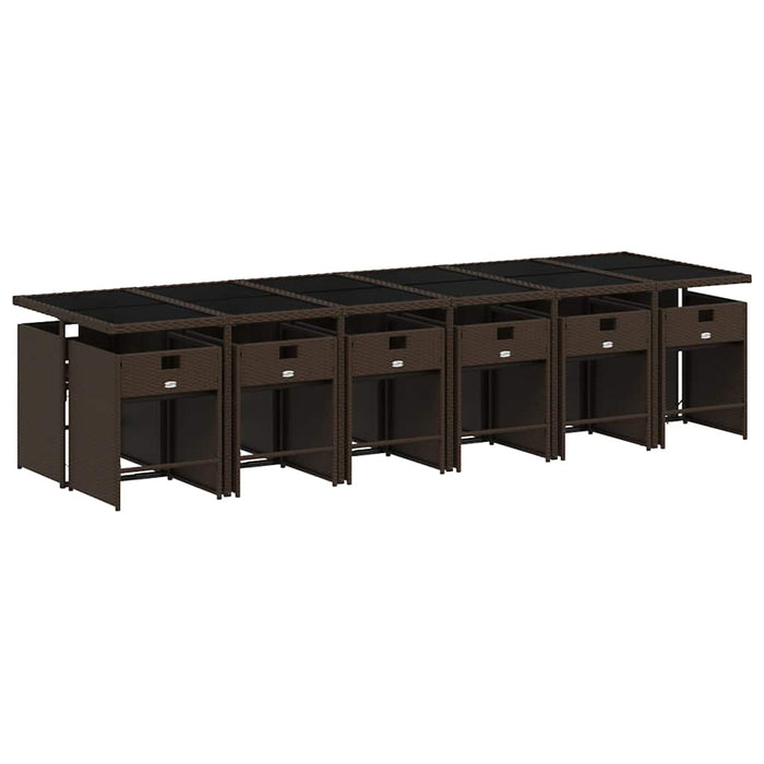 Set mobilier de grădină, 13 piese, maro, cu perne, poliratan - WALTI WALTI
