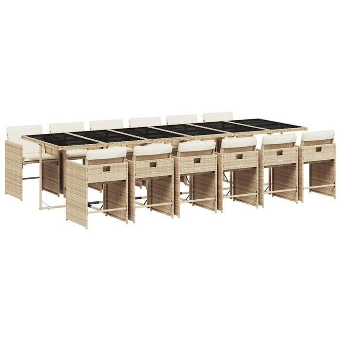 Set mobilier de grădină cu perne, 13 piese, bej, poliratan - WALTI WALTI
