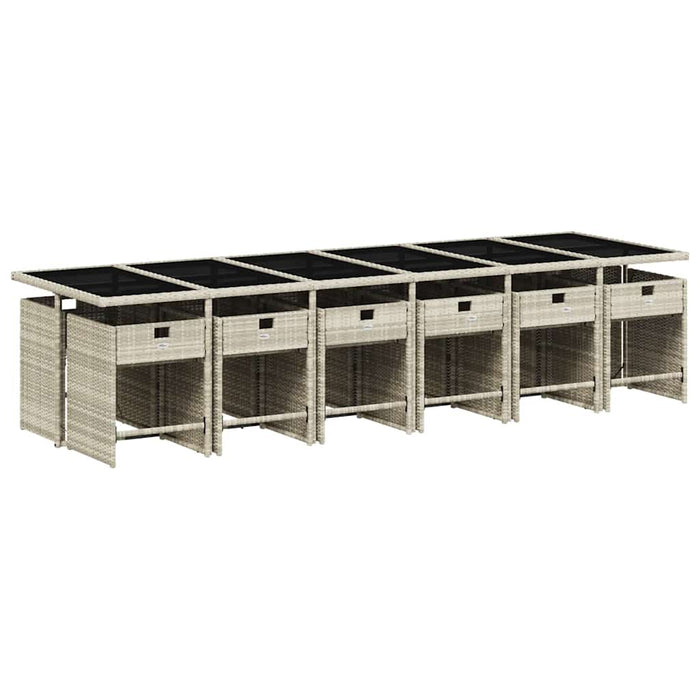 Set mobilier de grădină cu perne 13 piese gri deschis poliratan - WALTI WALTI