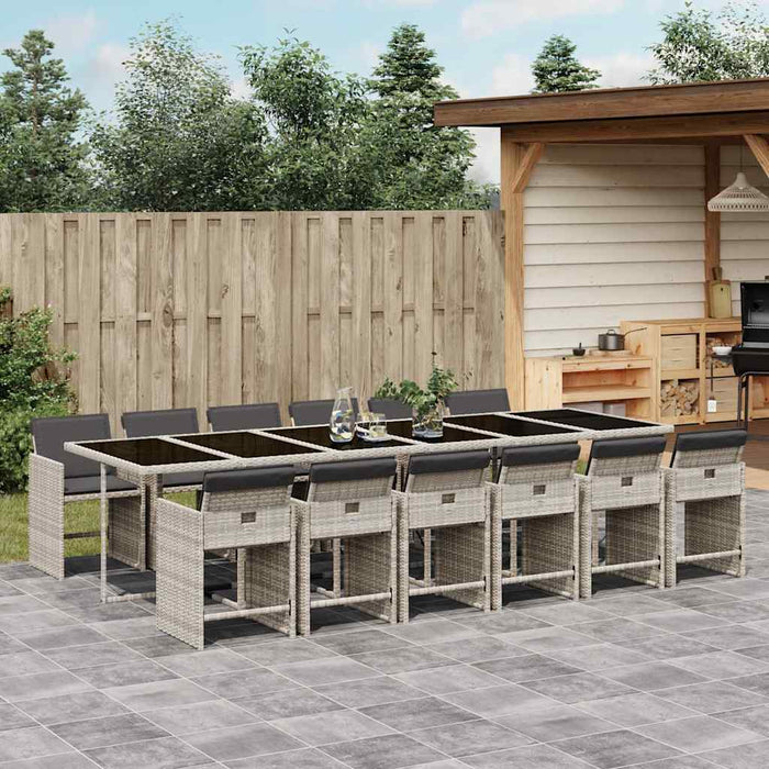 Set mobilier de grădină cu perne 13 piese gri deschis poliratan - WALTI WALTI