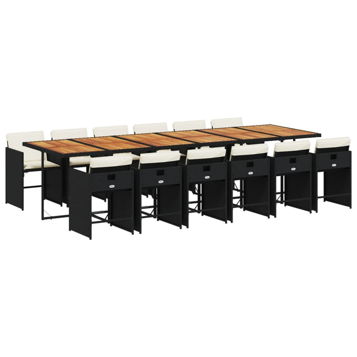 Set mobilier de grădină cu perne, 13 piese, negru, poliratan - WALTI WALTI