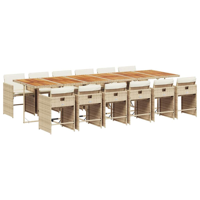 Set mobilier de grădină cu perne, 13 piese, bej, poliratan WALTI