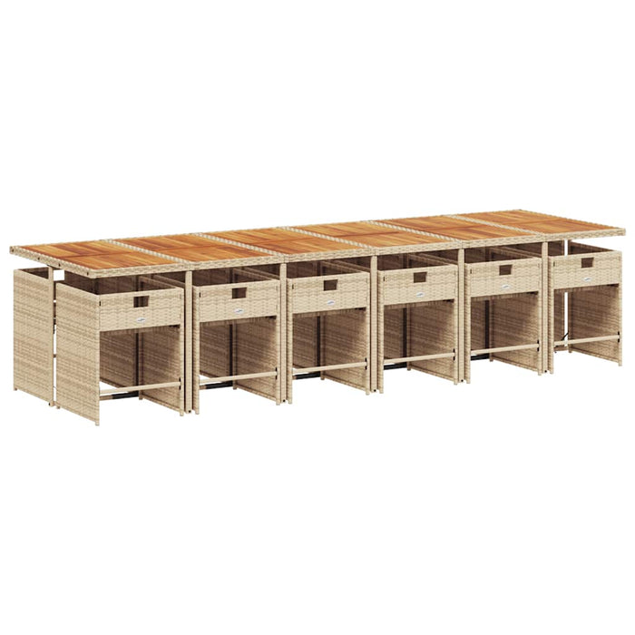 Set mobilier de grădină cu perne, 13 piese, bej, poliratan WALTI