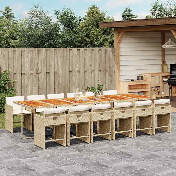 Set mobilier de grădină cu perne, 13 piese, bej, poliratan WALTI