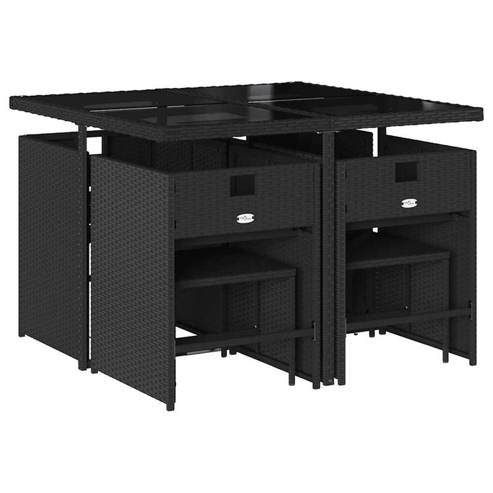 Set mobilier de grădină cu perne, 9 piese, negru, poliratan - WALTI WALTI