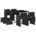 Set mobilier de grădină cu perne, 9 piese, negru, poliratan - WALTI WALTI