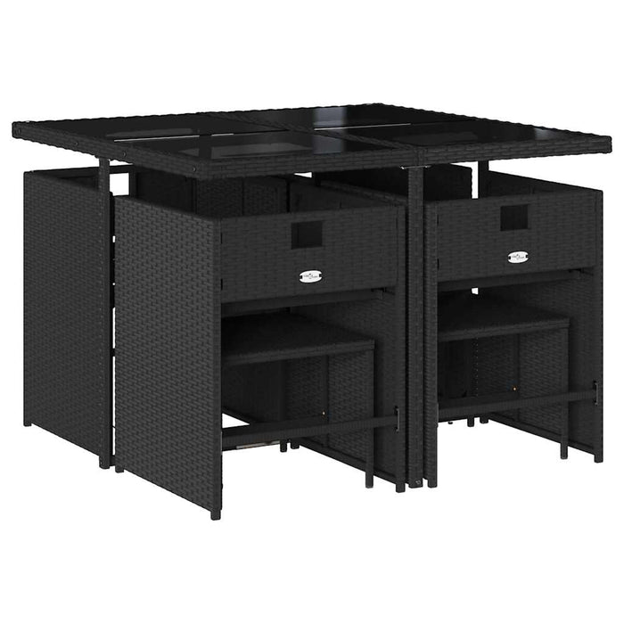 Set mobilier de grădină cu perne, 9 piese, negru, poliratan - WALTI WALTI