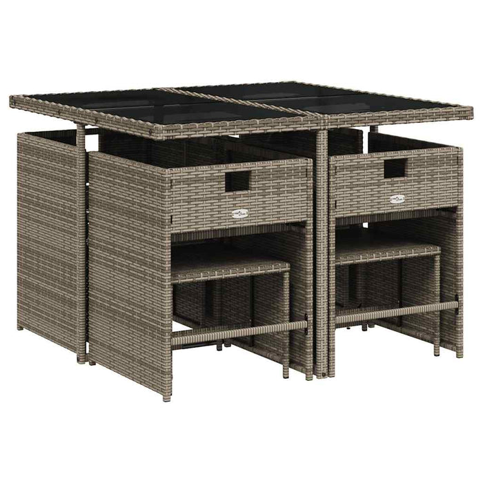 Set mobilier grădină cu perne, 9 piese, gri, poliratan - WALTI WALTI