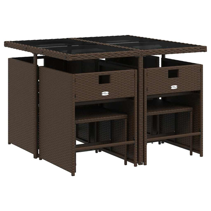 Set mobilier de grădină cu perne, 9 piese, maro, poliratan WALTI